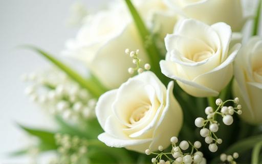 A tasteful white flower arrangement.